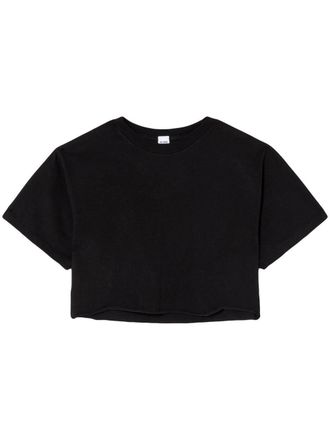 Re/Done cropped short-sleeved T-shirt - women - Supima Cotton - S - Black