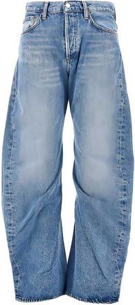 A Gold E Light Blue Barrel-Leg Jeans With Pockets