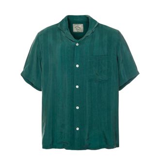 Portuguese Flannel Cupro Stripe Shirt - Heren - Korte mouwen Overhemden - Groen - M - Overhemden
