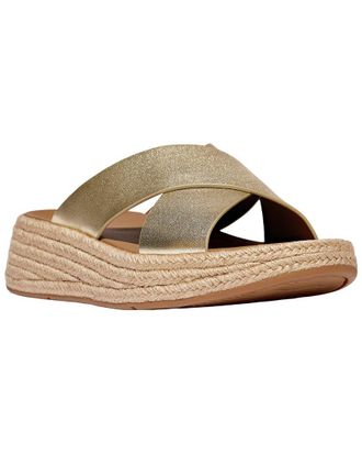 FitFlop FitFlop F-Mode Espadrille Leather Flatform Cross Slide