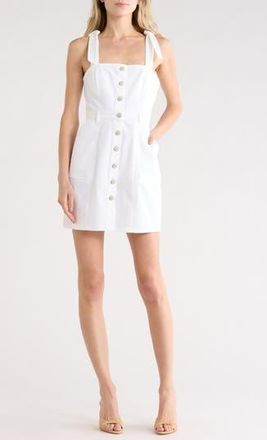 Cinq &agrave; Sept Shayla Tie Strap Denim Minidress in White at Nordstrom Rack, Size 10