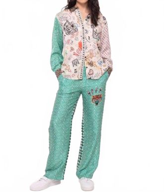 Me369 Isabel Long Sleeve Button Down Shirt In Graffiti