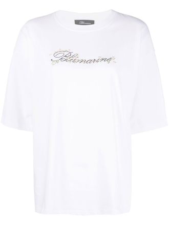 Blumarine T-shirt met geborduurd logo - Wit