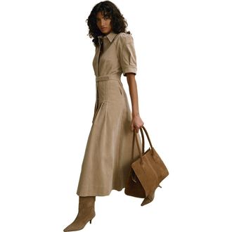 Mint Velvet Corduroy Belted Midi Dress in Neutral at Nordstrom, Size 14