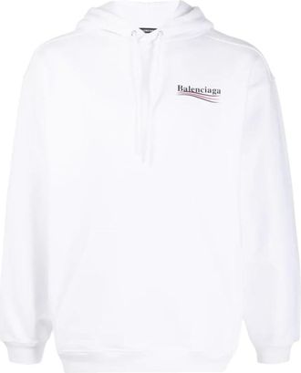 Balenciaga Political Campaign Hoodie - Heren - Hoodies - Wit - S - Katoen - Hoodies & sweatvesten