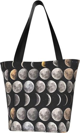 AOOEDM Moon Phases Tote Bag Women Capacity Shoulder Grocery Shopping Bags