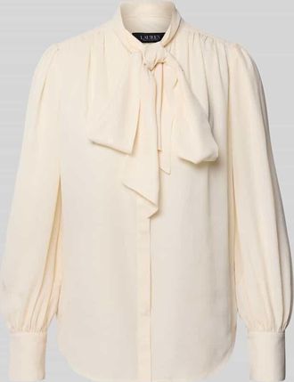 Lauren Ralph Lauren Schluppenbluse mit Schleifen-Detail Modell KLARYCE in Sand, Gr&ouml;&szlig;e XL