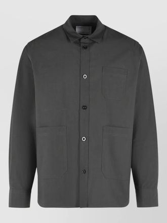 sacai typewriter cotton shirt jacket chest pocket