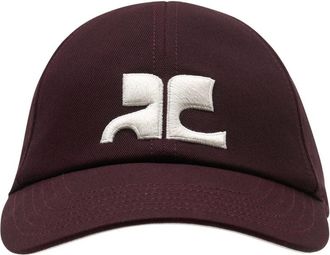 Courr&egrave;ges Womens 326tct050co0134-4010 Ac Logo Cotton Baseball Cap Burgundy