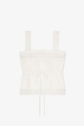 Ganni White Top in Cotton - Size 10/12 Organic