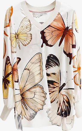 Herzen&rsquo;s Angelegenheit Bluse aus Seidensatin und Strick mit Schmetterlingsprint