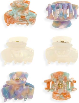 Tasha Assorted 6-Pack Mini Jaw Hair Clips in Ivry/green Multi/Purple Multi at Nordstrom