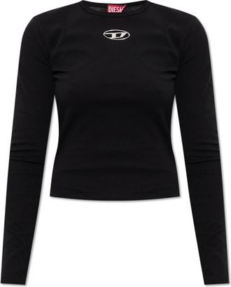 Diesel Tops, Dames, Zwart, M, Katoen, T-shirt T-Uncutie-Long-Ls-Od
