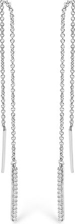 House of Brilliance 10K White Gold 1/10 Cttw Diamond Threader Earrings