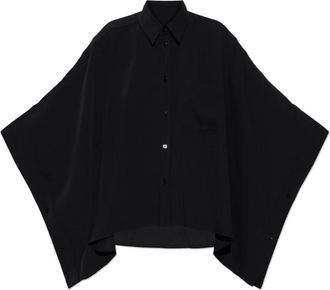 Maison Margiela Overhemden, Dames, Zwart, S, Leer, Losvallend overhemd met zak