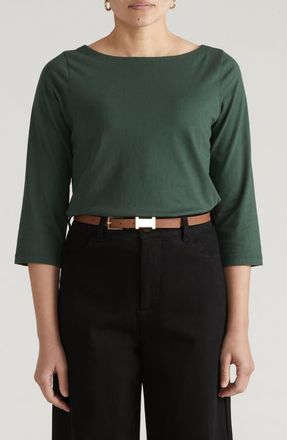 Universal Standard Belle Breton Stripe Top in Solid Conifer Green at Nordstrom, Size Xxx-Large