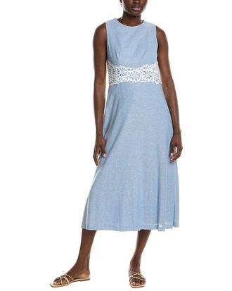 Anne Klein Linen-Blend Midi Dress