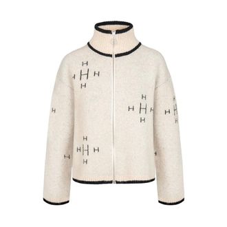 H&eacute;st H&eacute;st - Iben Zip Jacket - Dames - Truien - Beige - Maat: 2XL Wol