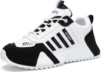 Generic Mens Large Size Lightweight Athletic Sneakers, PU Upper with Breathable Mesh, Shock-Absorbing Soft PVC Sole, Lace-Up Low-Top Running Shoes for Trainin