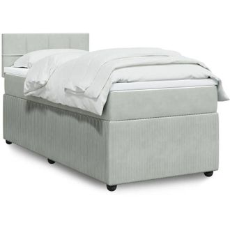 vidaXL Cama Box Spring Con Colch&oacute;n Terciopelo Gris Claro 100x200 Cm Vidaxl