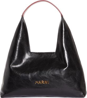Marni Mini Leather Top Handle Bag in 00N99 Black at Nordstrom