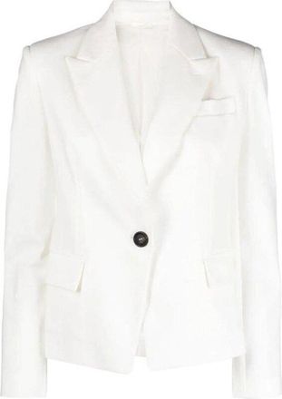 Brunello Cucinelli White Tailored Cotton Jacket, Brand Size 44 (US Size 10)