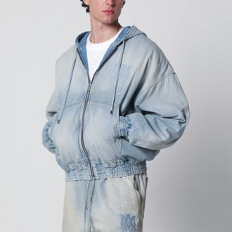 Amiri Light Blue Washed Denim Bomber Jacket