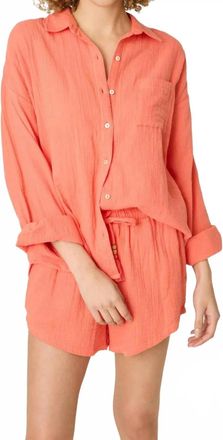 PJ Salvage Sea You In Capri Long Sleeve Top In Hot Coral