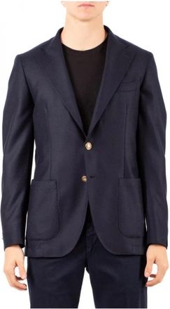 Santaniello Giacca Monopetto - Heren - Blazers - Blauw - L - Leer - Jassen