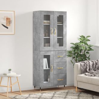 vidaXL Vidaxl - Aparador Alto Madera Contrachapada Gris Hormig&oacute;n 69,5x34x180 Cm