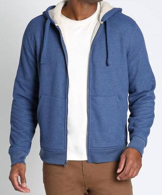 Jachs NY Sherpa Lined Waffle Hoodie In Blue