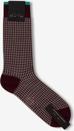 Alto Milano Baumwoll- und Kaschmirsocken mit Hahnentritt Gianni