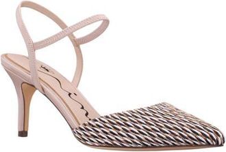 Nina Teena Pointed Toe Ankle Strap Pump in Beige at Nordstrom, Size 5.5