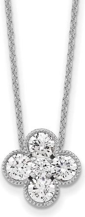 Diamond2Deal 14k Gold 1 Ct Lab Grown Diamond Bloom Floral Pendant Necklace 18