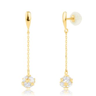 MAX + STONE 10k Yellow or White Gold Small Gold Cubic Zirconia Drop Dangle Earrings