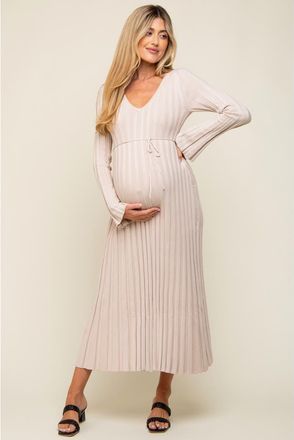 Pinkblush Ribbed Knit Maxi Dress in Taupe at Nordstrom, Size Medium