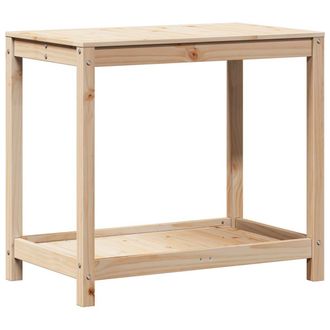 vidaXL Vidaxl - Mesa De Plantaci&oacute;n Con Estante Madera Maciza Pino 82,5x50x75 Cm