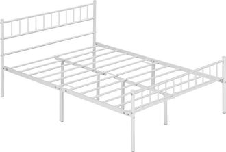 Yaheetech Yaheetech 135 X 190 Cm Cama Individual Doble De Metal Para Adultos Gran Espacio Moderna Lamas Blanco visita La Tienda De Yaheetech