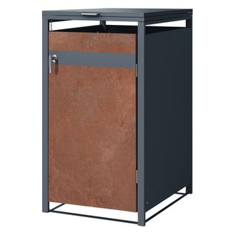 ML Design Ml-design - Cobertizo De Exterior Para 1 Cubo De Basura De 240l 68x80x116,3 Cm Antracita Con Acabado &Oacute;xido Mueble Cubrecontenedor De Acero Resistente 