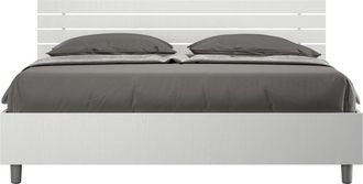 ITYhome Cama con almacenaje 160x200 con cabecero inclinada fresno blanco