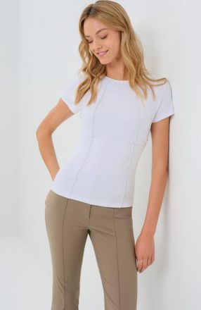 Anatomie Short Sleeve Celeste Rib Top with Seam Shaping in White at Nordstrom, Size X-Large