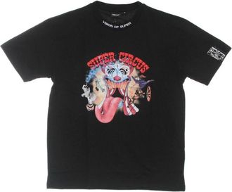 Vision Of Super Zwarte Tongue Print Tee Korte Mouw - Heren - T-shirts - Zwart - XL - Katoen - Tops