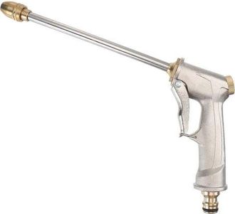 2B Water Gun Spray Head Long Nozzle For Car Use Silver Metal