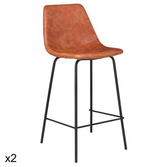 Happy Garden 2 taburetes de bar vintage 65cm en polipiel naranja