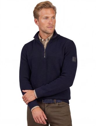 Casamoda trui Casa Moda donkerblauw effen half zip