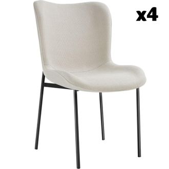 TecTake 4 Sillas de comedor tejido acolchado 54 x 62 x 90 cm blanco roto/negro