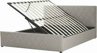 Beliani Letto Contenitore Similpelle Grigio Talpa 140 x 200 cm Rochefort