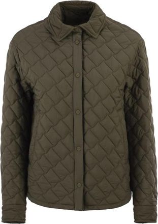 Herno Gewatteerd overhemdjack met knoopsluiting - Dames - Winterjassen - Groen - M - Jassen