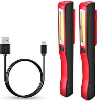 No Brand Linterna De Inspecci&oacute;n Led Recargable Con Clip Magn&eacute;tico - Linterna Port&aacute;til Para Acampada Y Uso En Emergencias (2 Unidades)