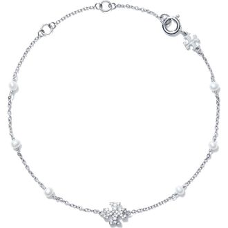 Tory Burch Delicate Kira Cultured Pearl Station Bracelet in Tory Silver /Crystal /Pearl at Nordstrom